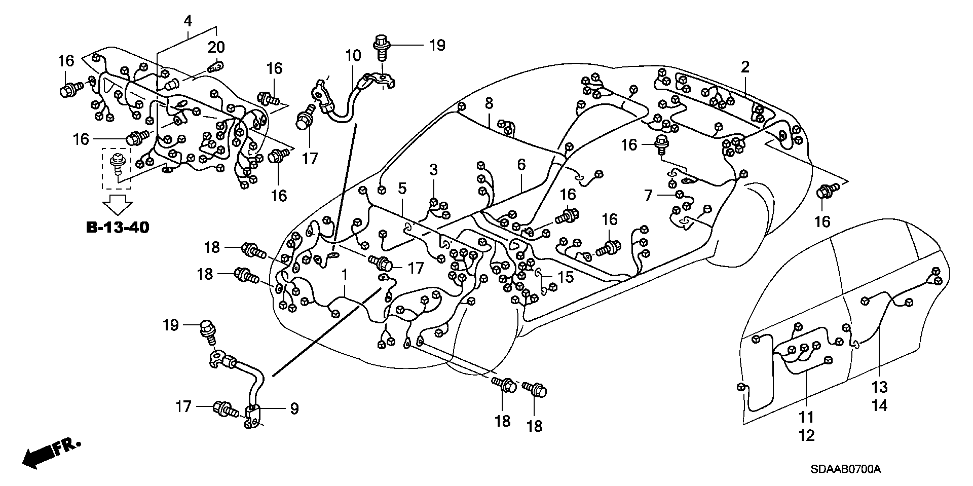 Diagram WIRE HARNESS for your 2007 Honda Accord 2.4L VTEC AT EX 