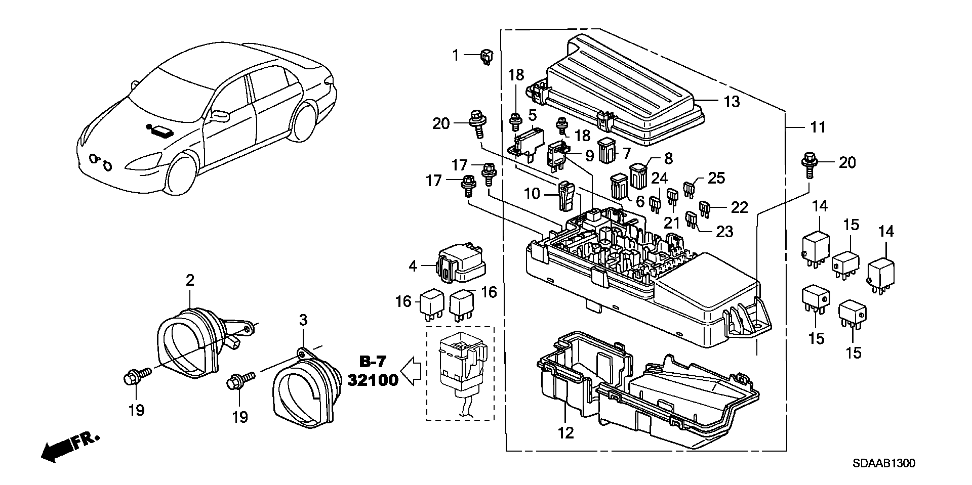 Diagram CONTROL UNIT (ENGINE ROOM) for your Honda