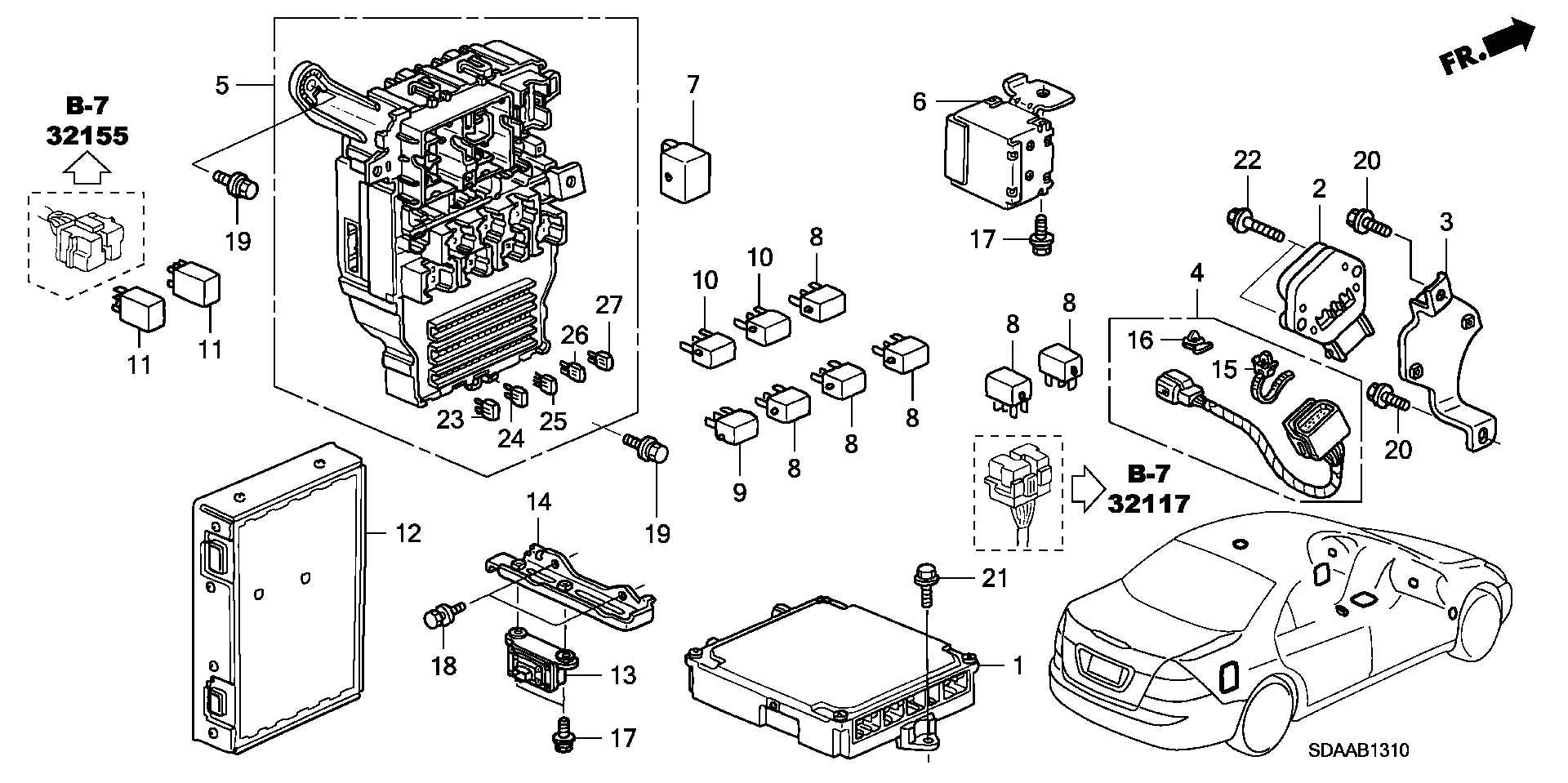 Diagram CONTROL UNIT (CABIN) for your 2007 Honda Accord 2.4L VTEC AT EX 