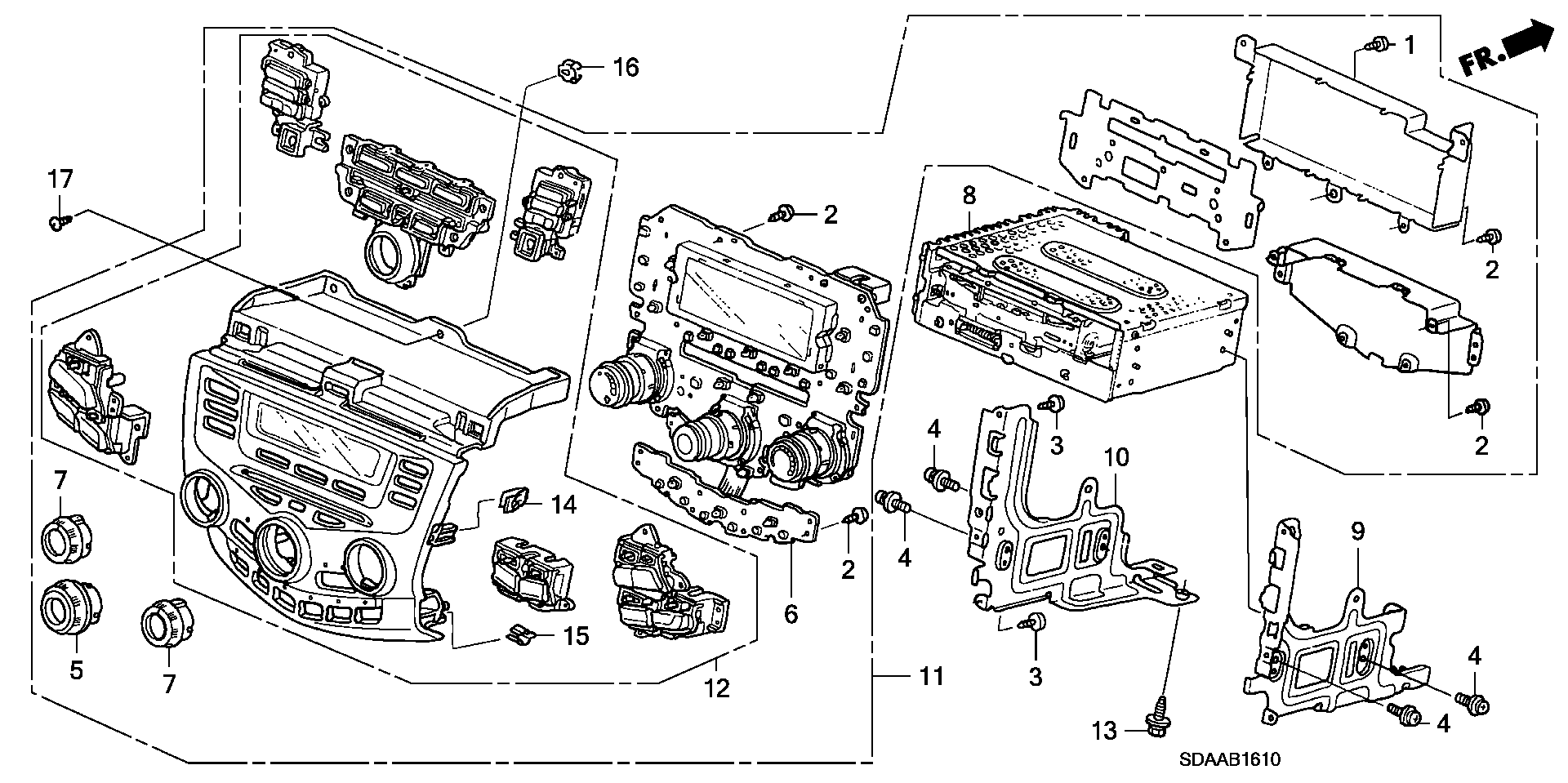 Diagram CENTER MODULE (ALPINE) (MANUAL AIR CONDITIONER) for your 2007 Honda Accord 2.4L VTEC AT LX 