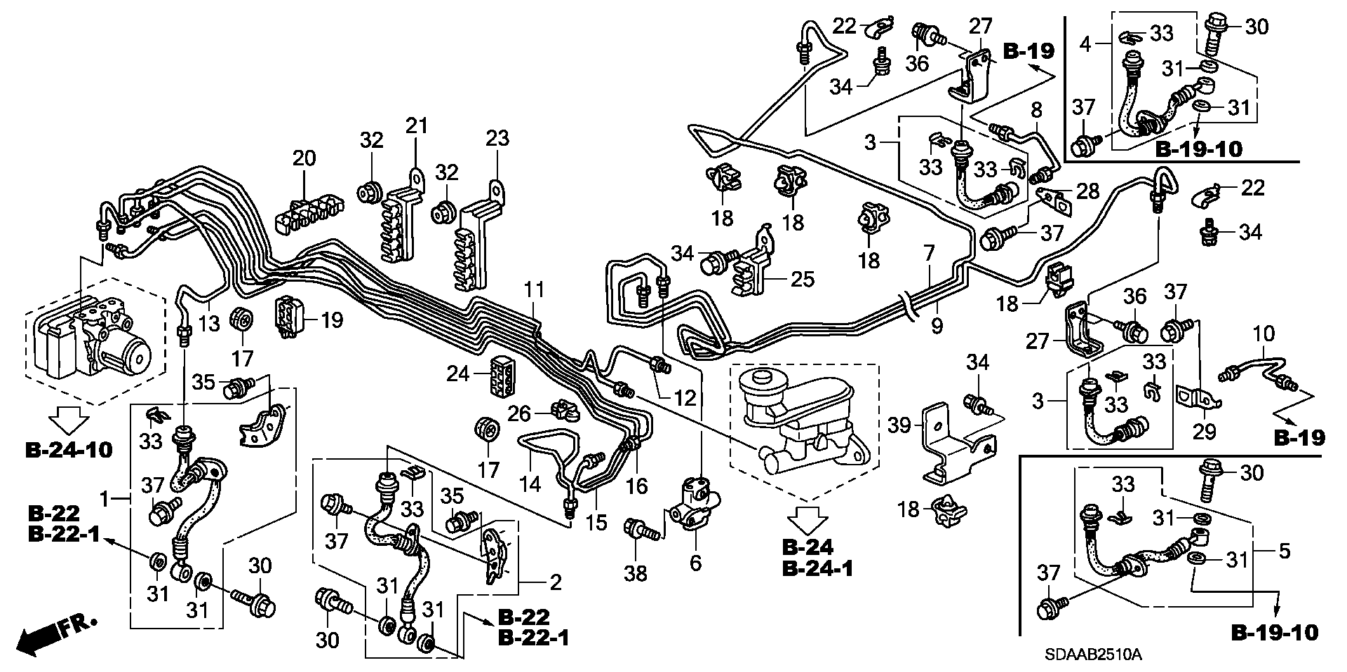 Diagram BRAKE LINES (ABS) for your 2024 Honda Passport  BLACK EDITION/ 5D 