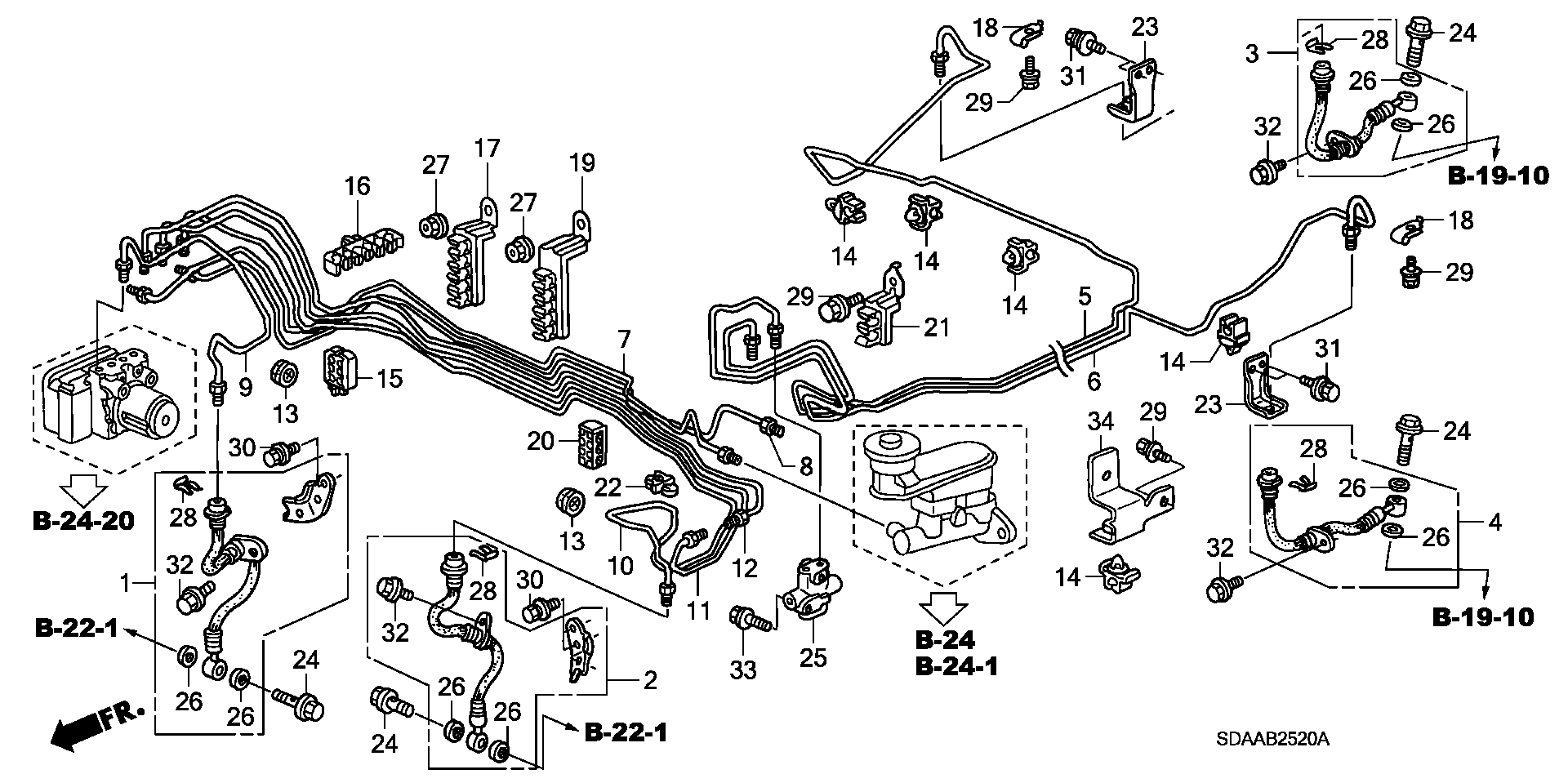 Diagram BRAKE LINES (VSA) for your 2024 Honda Passport  BLACK EDITION/ 5D 