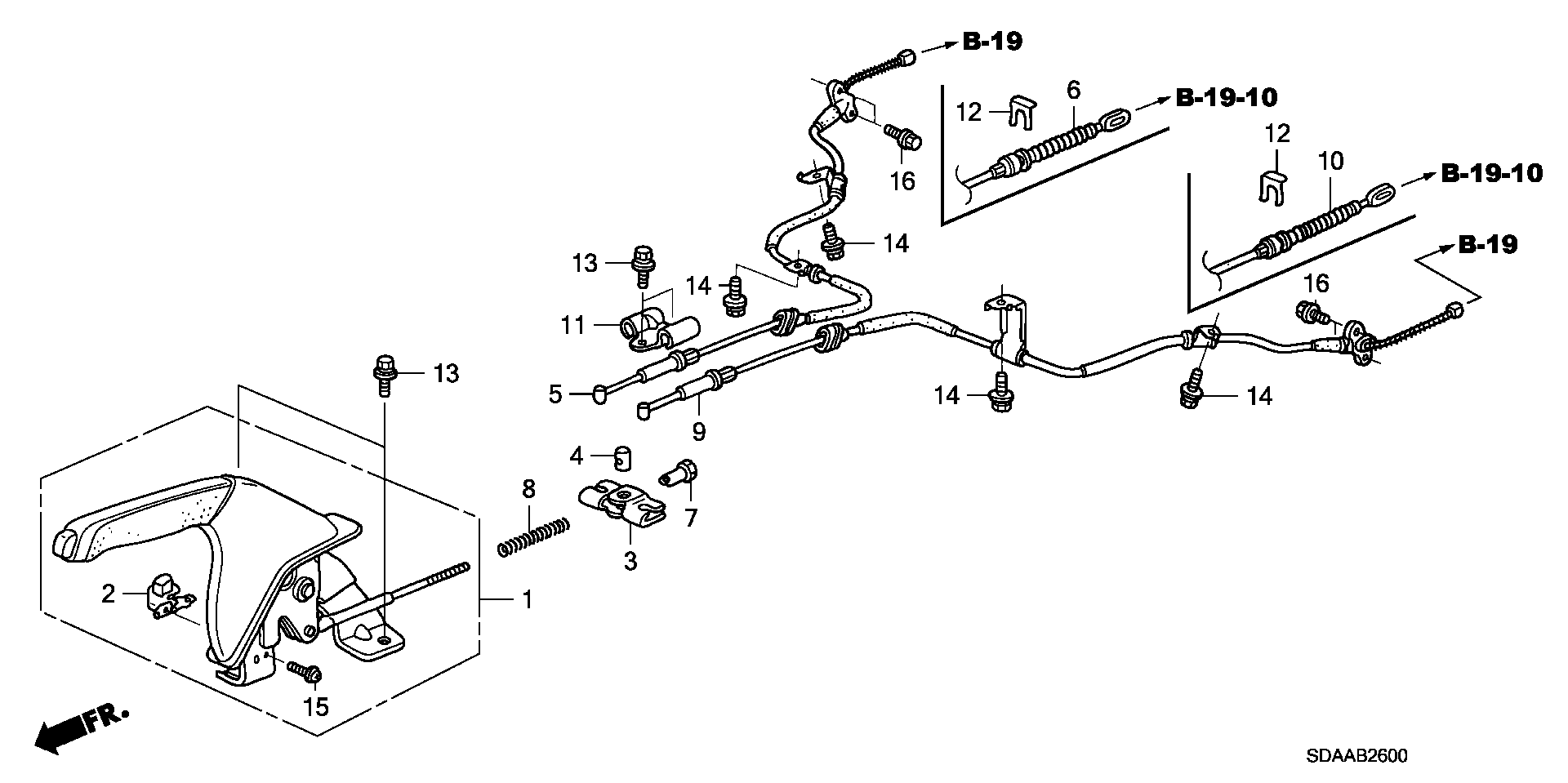 Diagram PARKING BRAKE for your 2007 Honda Accord 2.4L VTEC AT LX 