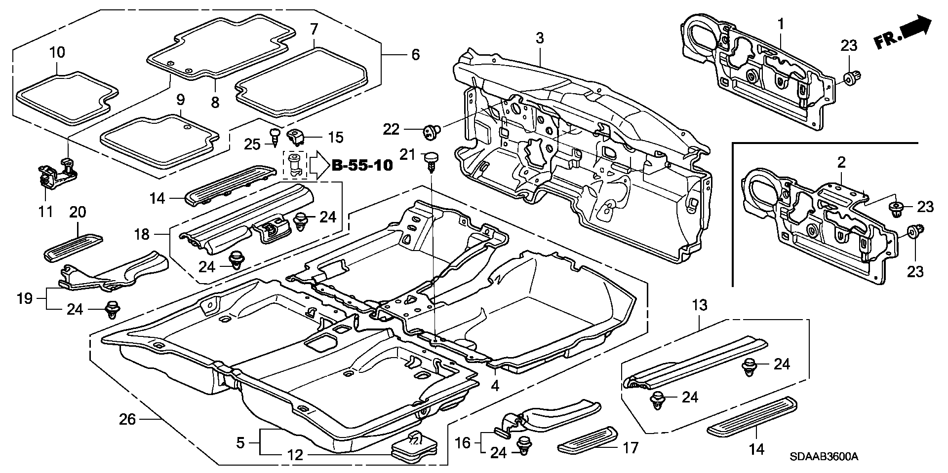 Diagram FLOOR MAT for your 2016 Honda Pilot   