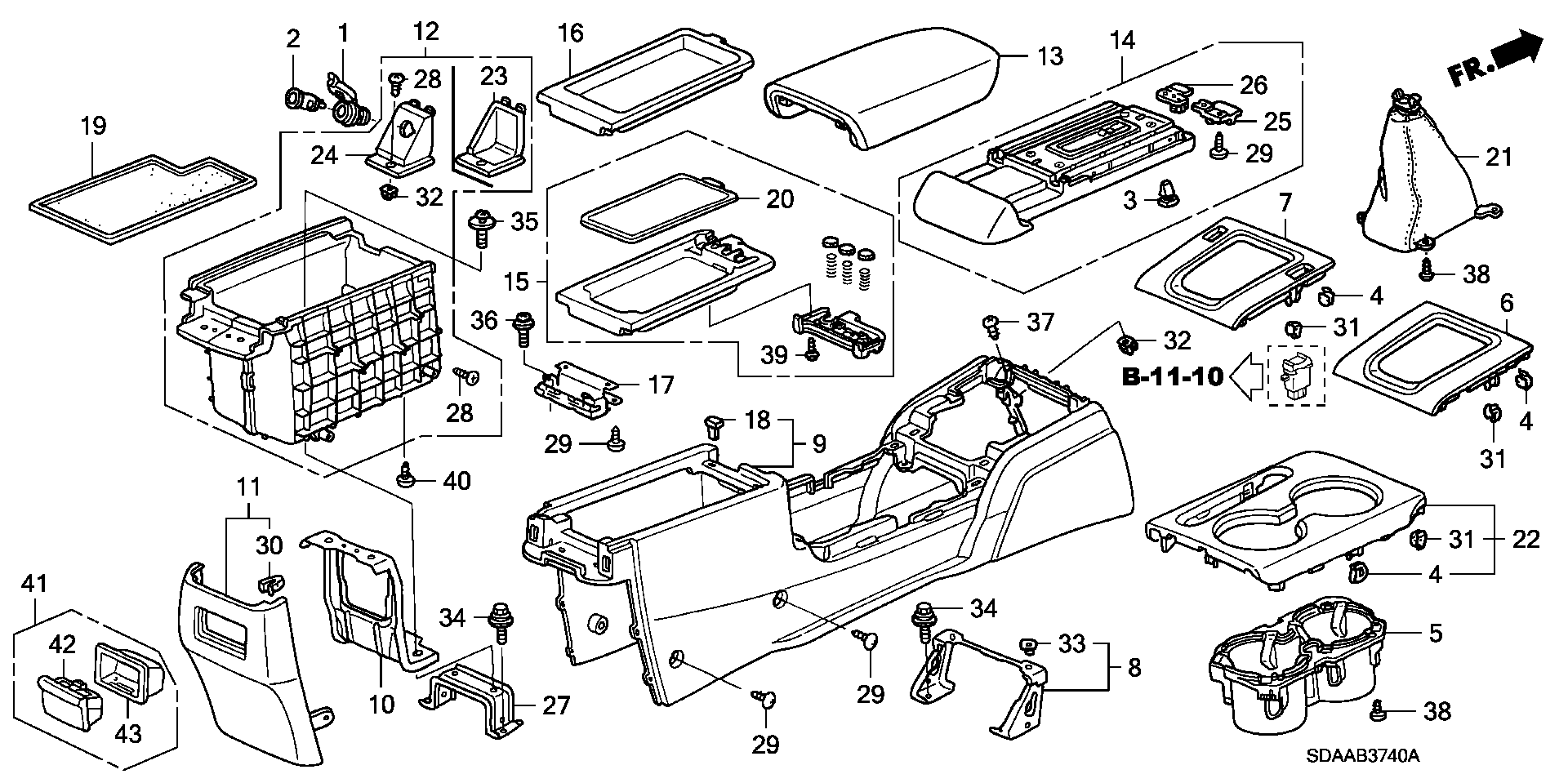 Diagram CONSOLE for your 2007 Honda Accord 2.4L VTEC AT LX 