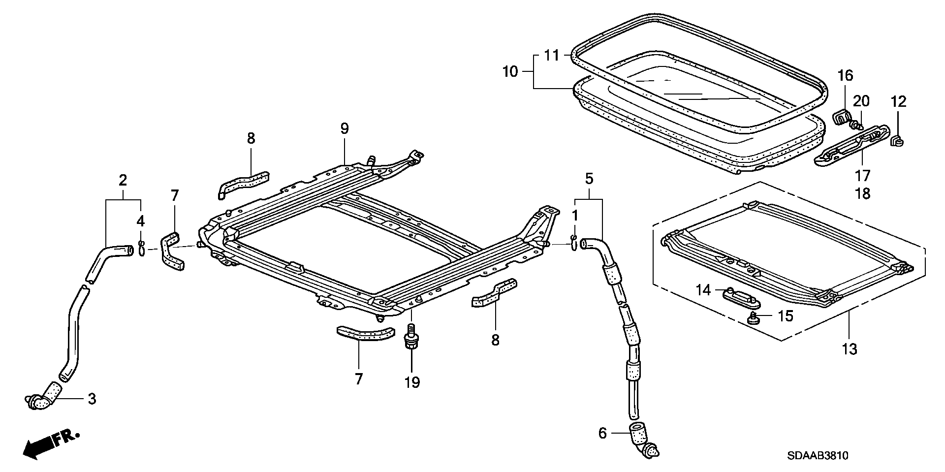 Diagram SLIDING ROOF for your 2008 Honda Pilot   