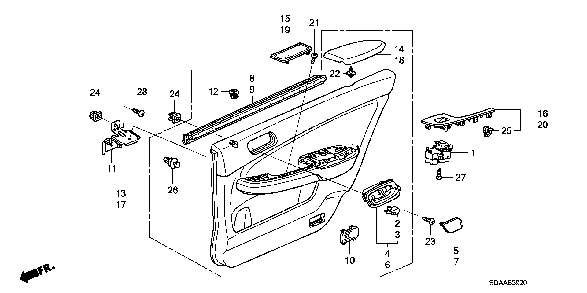 Diagram REAR DOOR LINING for your 2022 Honda CR-V   