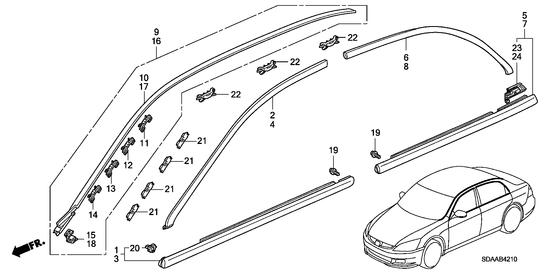 Diagram MOLDING for your Honda Accord  