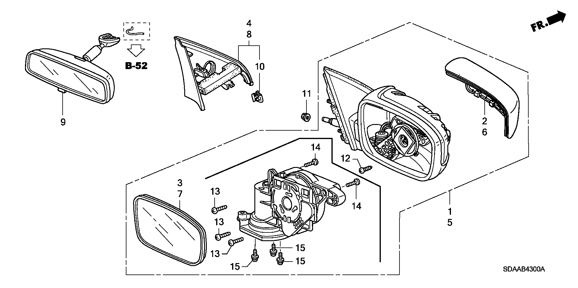 Diagram MIRROR (MANUAL TYPE) for your 1997 Honda Civic Hatchback   