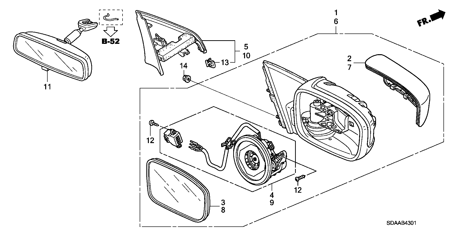 Diagram MIRROR (REMOTE CONTROL) (1) for your 2007 Honda Accord 2.4L VTEC MT LX 