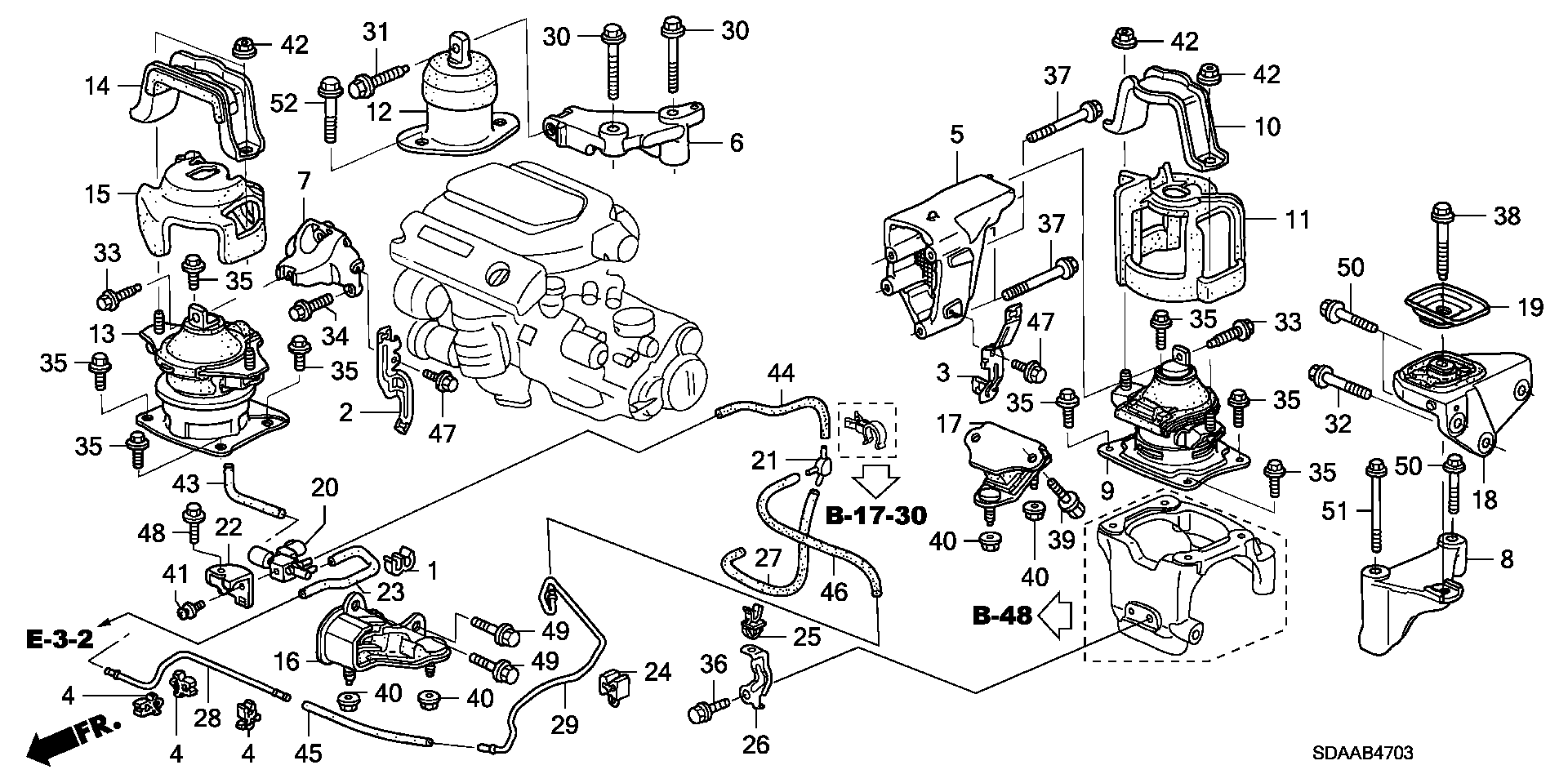 Diagram ENGINE MOUNTS (V6) (AT) for your 1989 Honda Accord Coupe 2.0L MT DX 