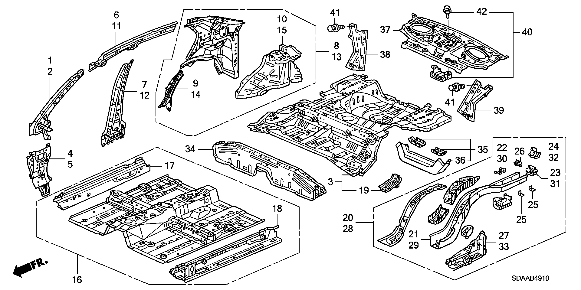 Diagram FLOOR@INNER PANEL for your 2007 Honda Accord 2.4L VTEC AT EX 