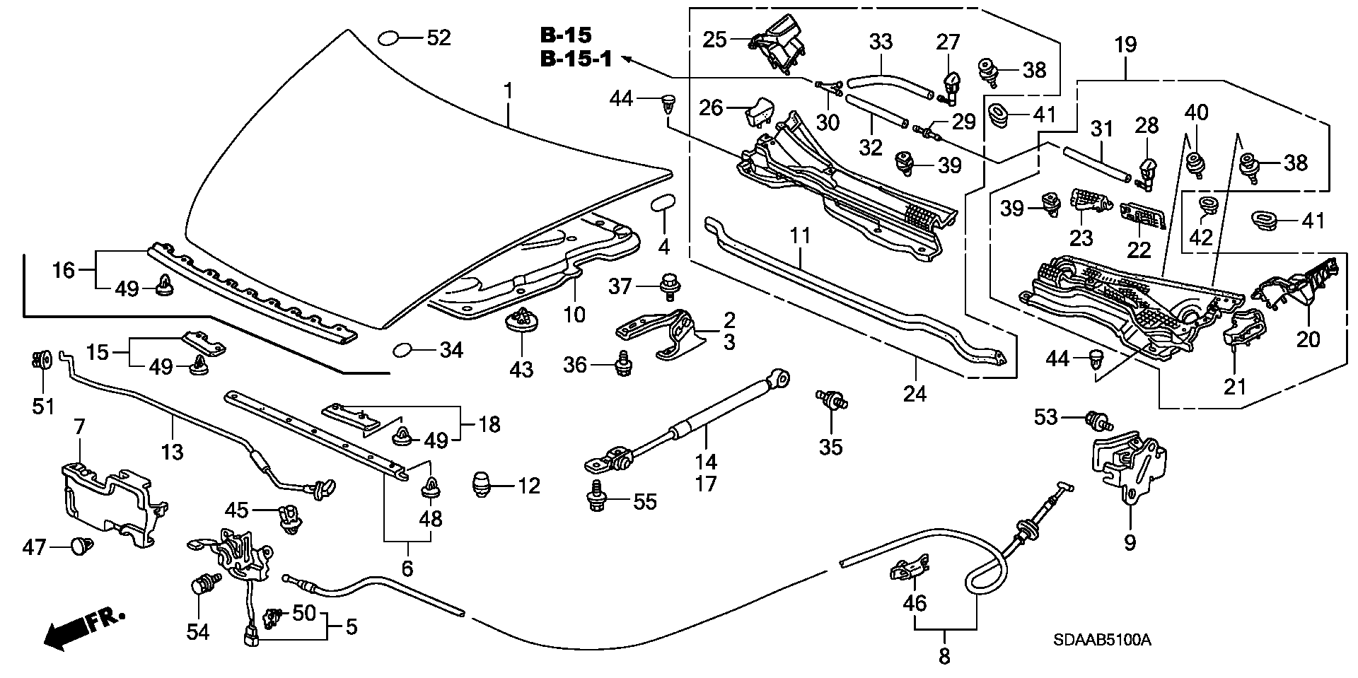 Diagram ENGINE HOOD for your Honda Accord  