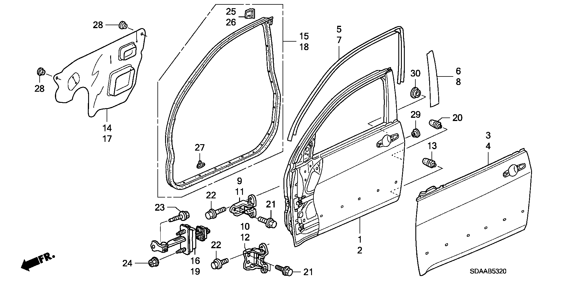 Diagram FRONT DOOR PANELS for your 2021 Honda Civic   