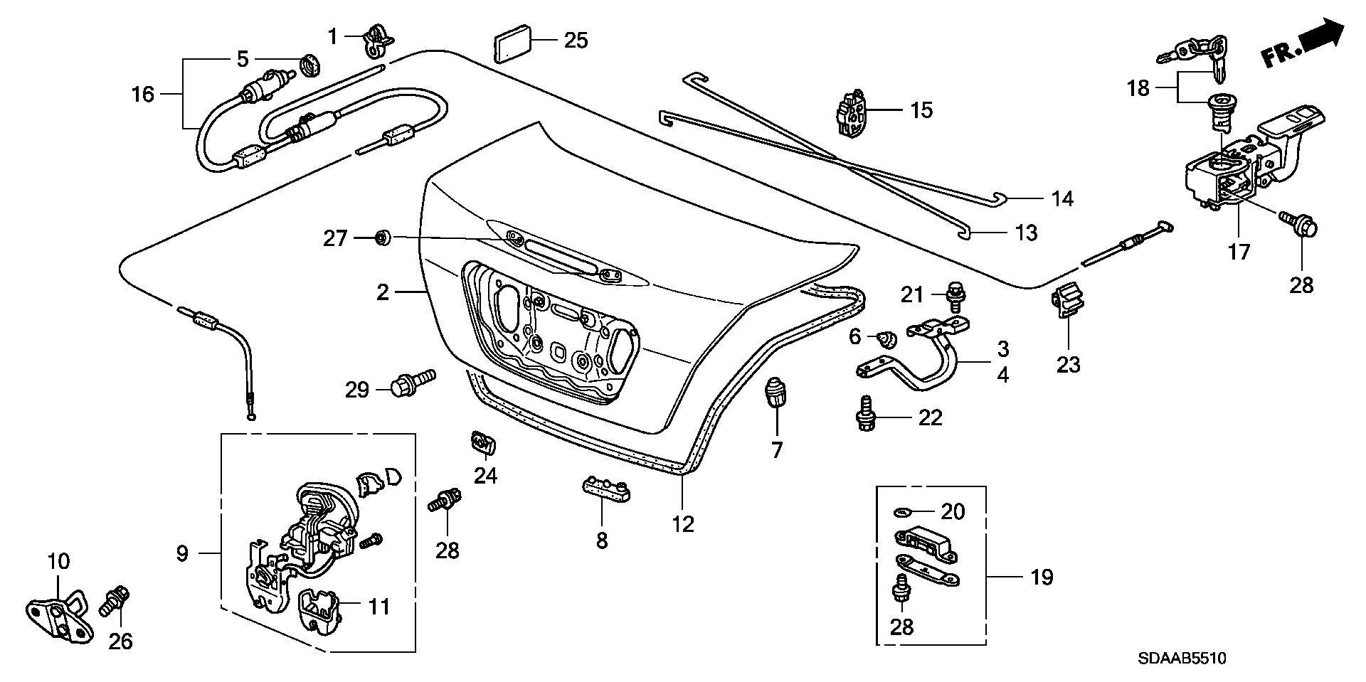 Diagram TRUNK LID for your 2007 Honda Accord 2.4L VTEC AT VP 