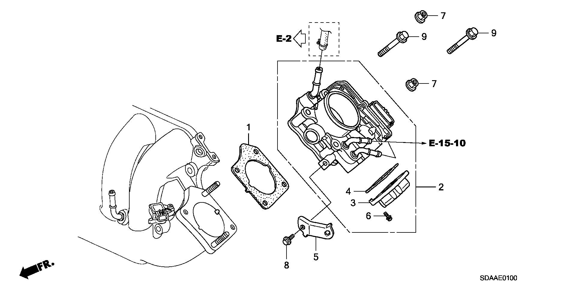 Diagram THROTTLE BODY (L4) for your 2007 Honda Accord 2.4L VTEC AT VP 