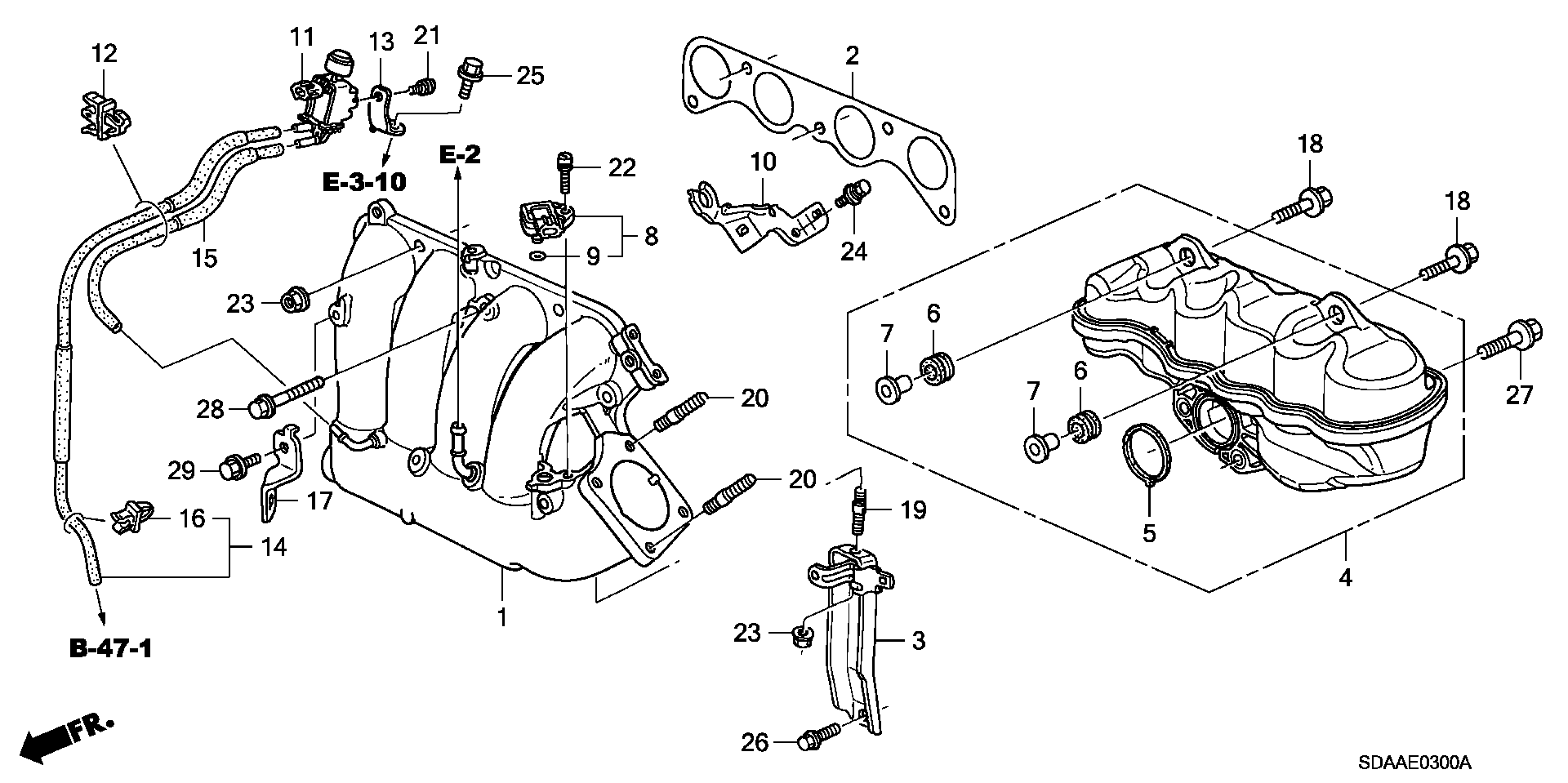 Diagram INTAKE MANIFOLD (L4) for your 2007 Honda Accord 2.4L VTEC AT LX 