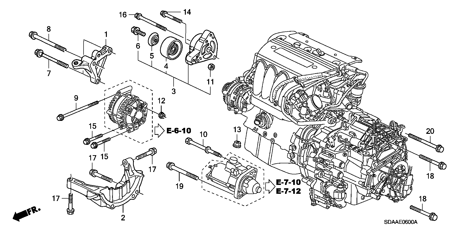 Diagram ENGINE MOUNTING BRACKET (L4) for your 2004 Honda Civic   