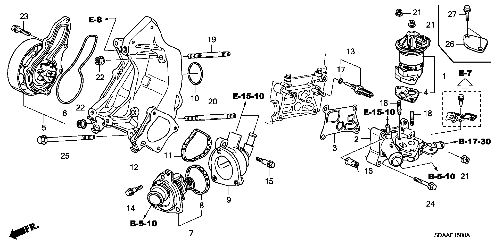 Diagram WATER PUMP (L4) for your 1998 Honda Accord   