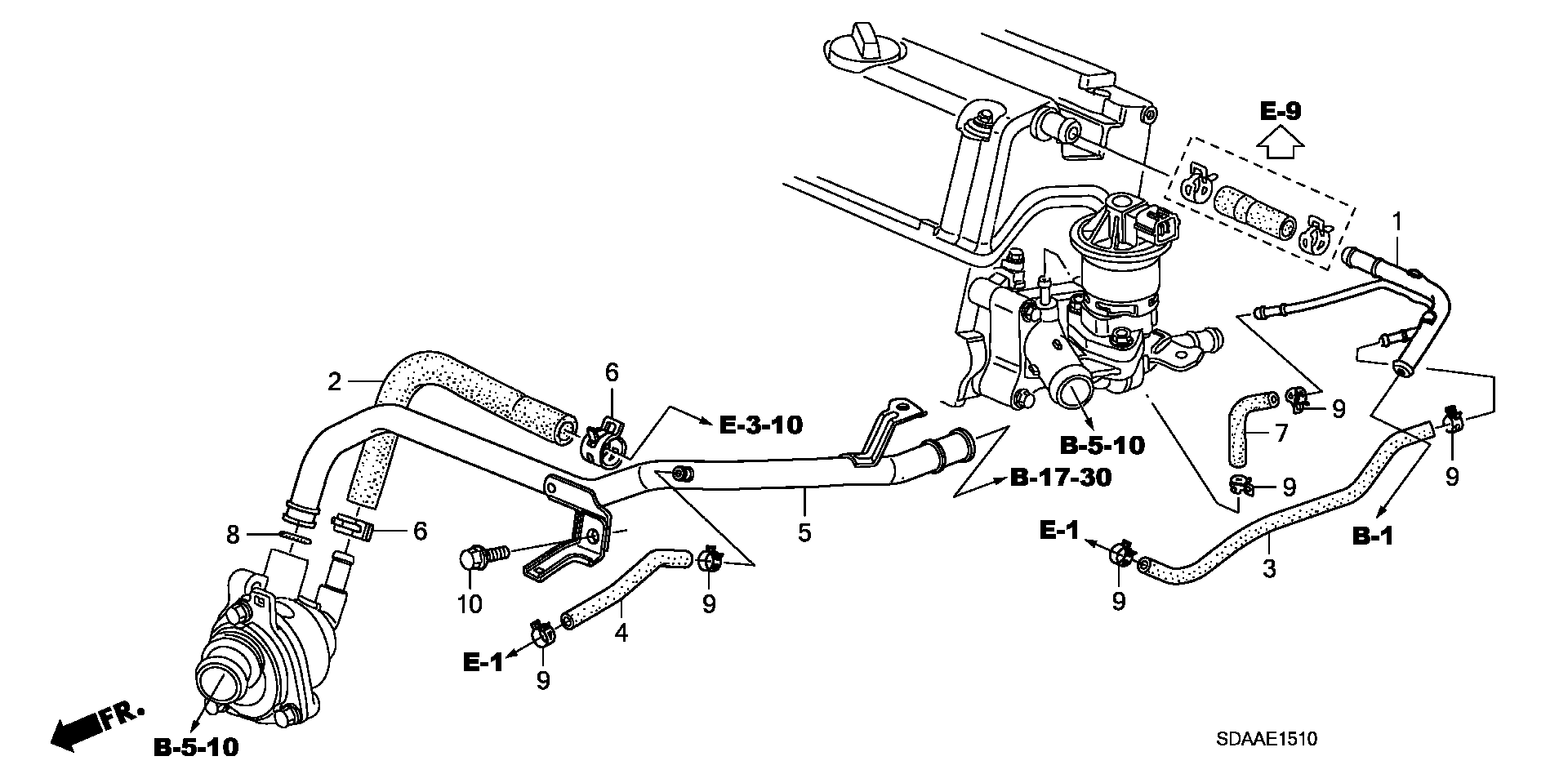 Diagram WATER HOSE (L4) for your 2007 Honda Accord 2.4L VTEC MT EX 