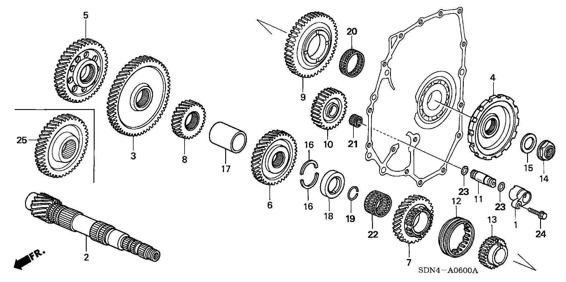 Diagram COUNTERSHAFT (L4) for your 1998 Honda Accord Coupe   