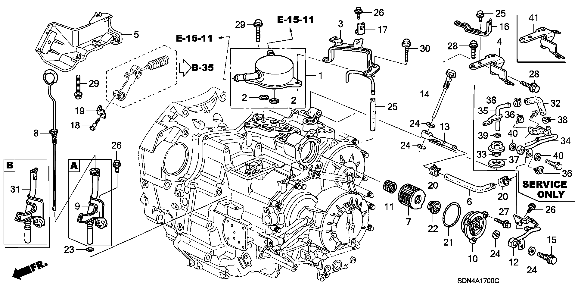 Diagram OIL LEVEL GAUGE (V6) for your 2004 Honda Accord Coupe   