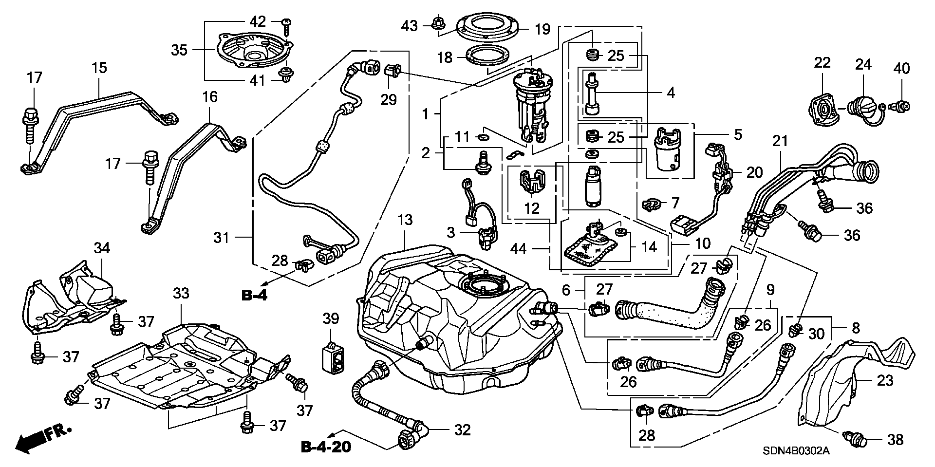 Diagram FUEL TANK (3) for your 1994 Honda Accord Coupe 2.2L MT LX 