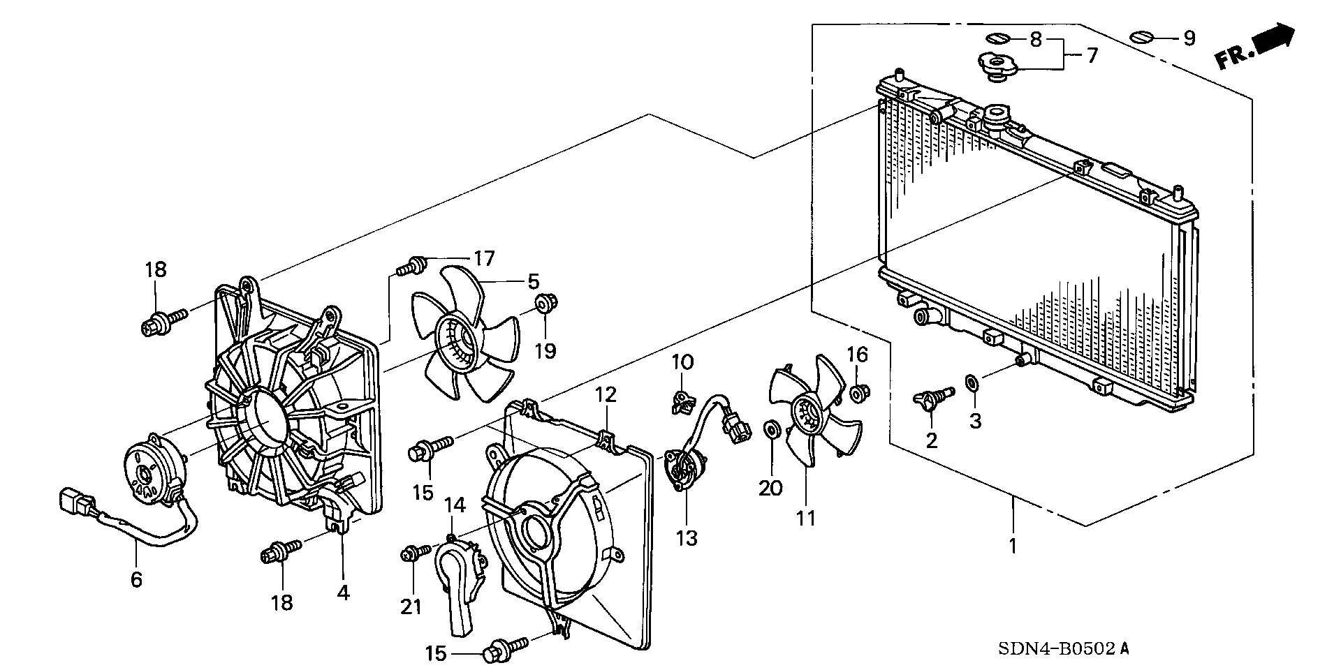 Diagram RADIATOR (V6) (DENSO) for your Honda Accord Coupe  