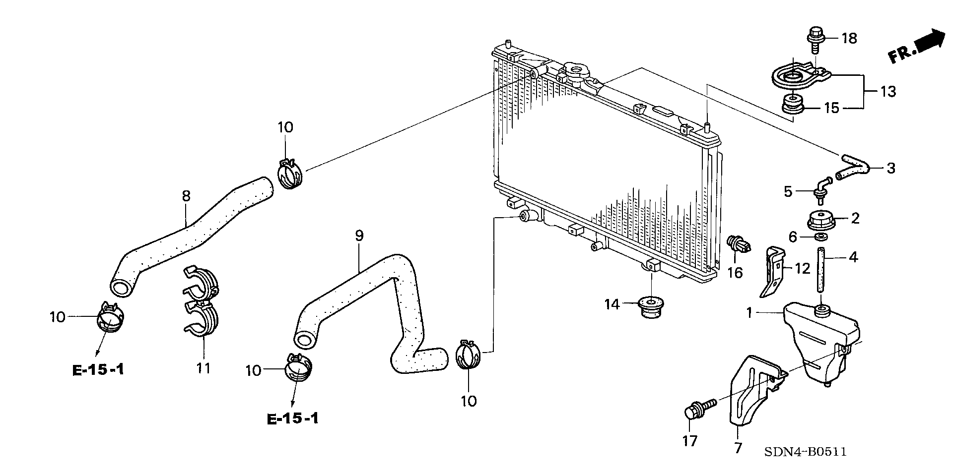 Diagram RADIATOR HOSE (V6) for your Honda