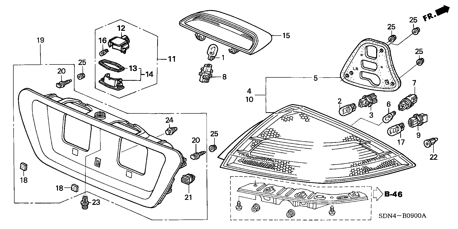 Diagram TAILLIGHT (-'05) for your Honda Accord Coupe  