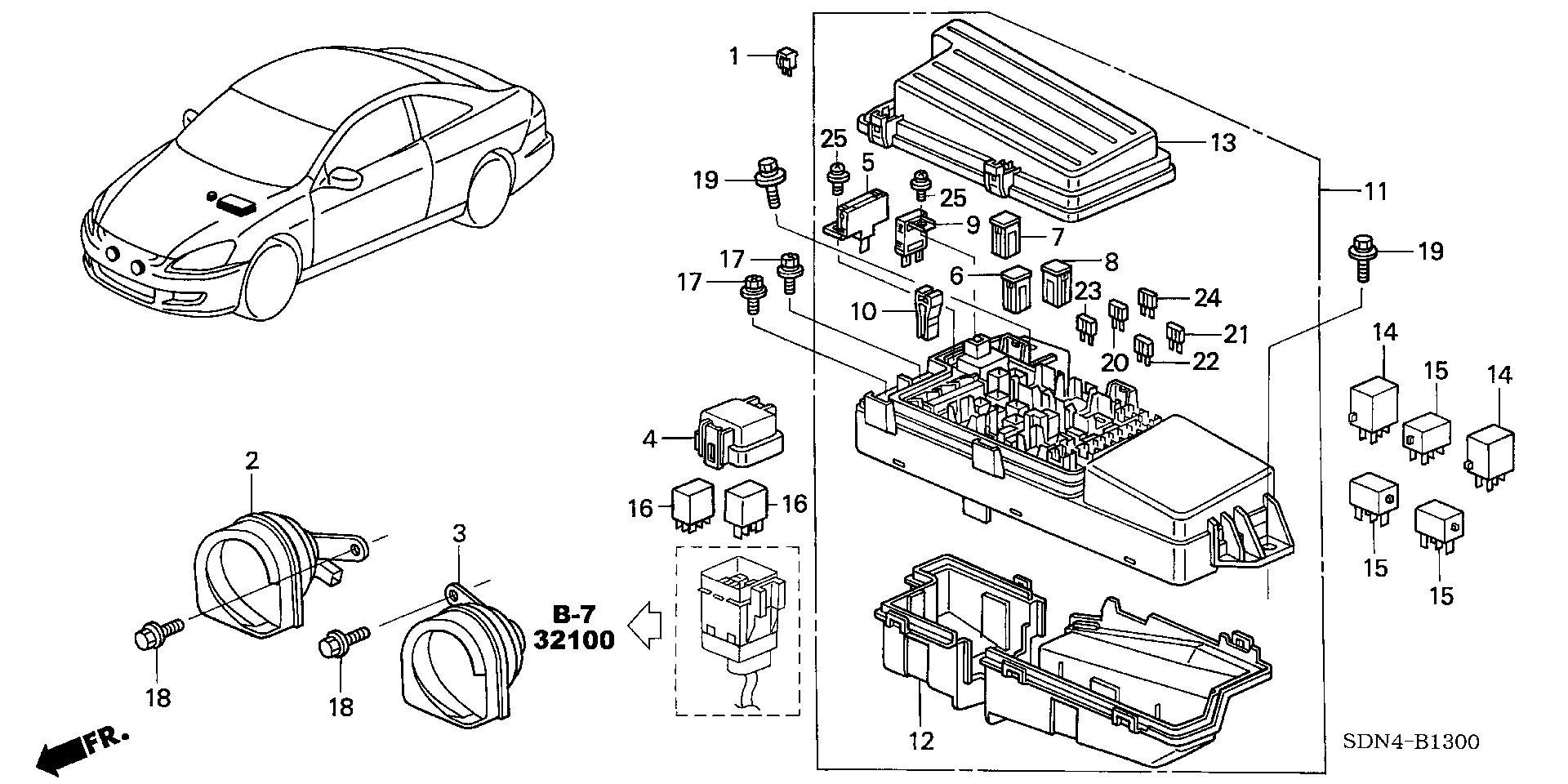 Diagram CONTROL UNIT (ENGINE ROOM) for your Honda Accord Coupe  