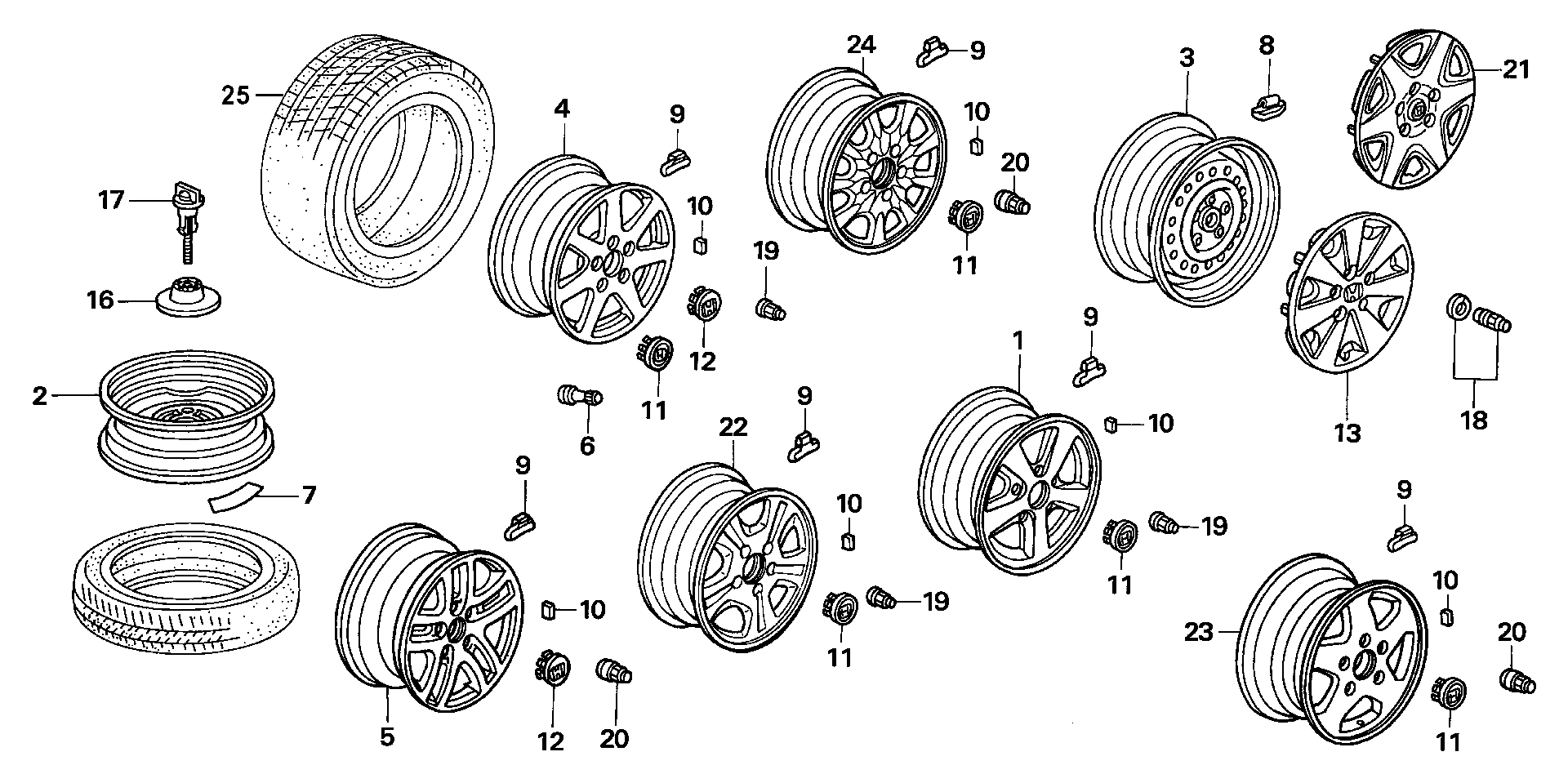 Diagram WHEEL DISK (KA) (KL) for your 1988 Honda Accord   