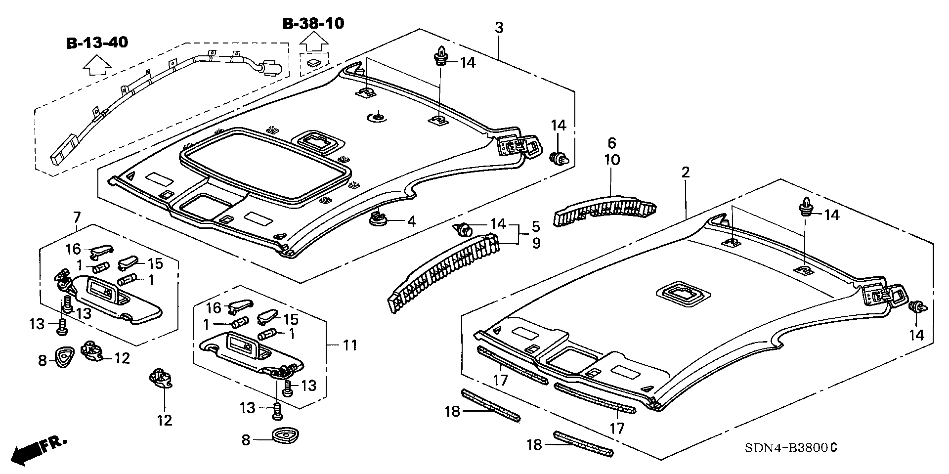 Diagram ROOF LINING for your 2008 Honda Element   