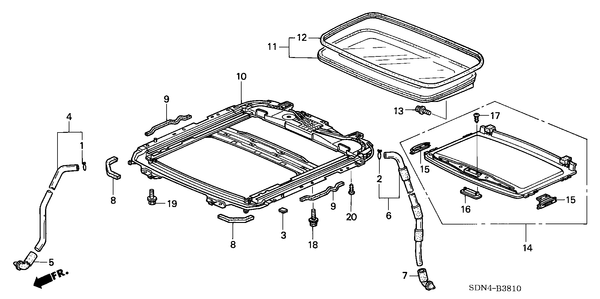 Diagram SLIDING ROOF for your 2006 Honda Pilot   