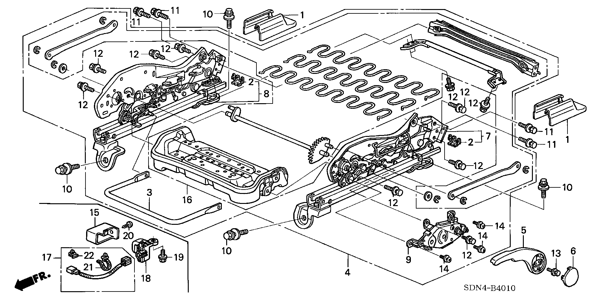 Diagram FRONT SEAT COMPONENTS (L.) (MANUAL HEIGHT) for your Honda Accord Coupe  