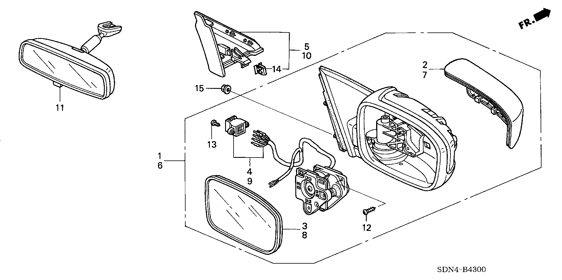 Diagram MIRROR for your 1998 Honda Civic Hatchback   