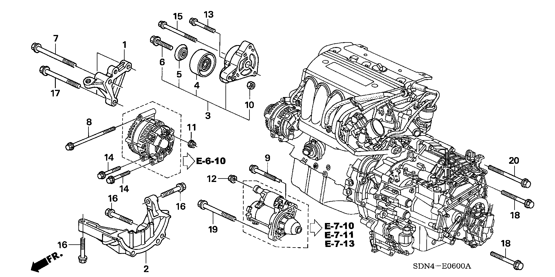 Diagram ENGINE MOUNTING BRACKET (L4) for your 2004 Honda Civic   