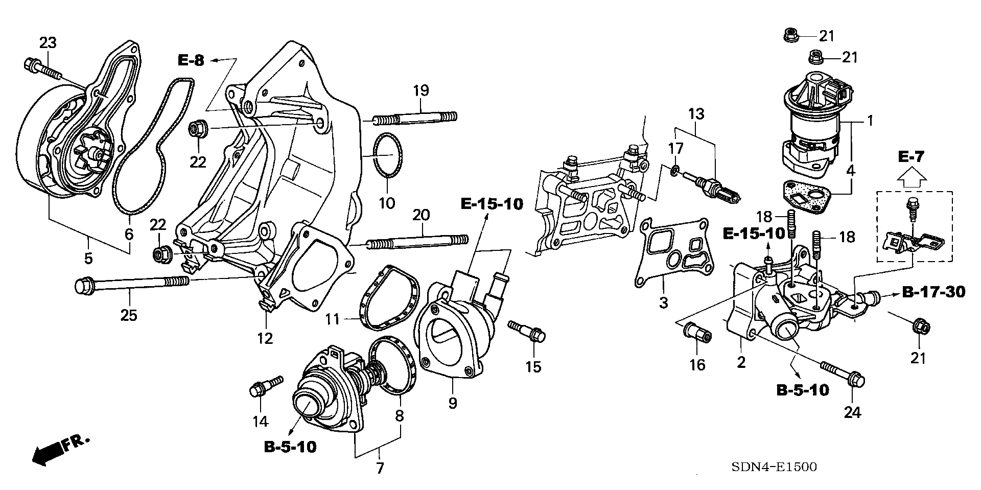 Diagram WATER PUMP@SENSOR (L4) for your 1998 Honda Accord   