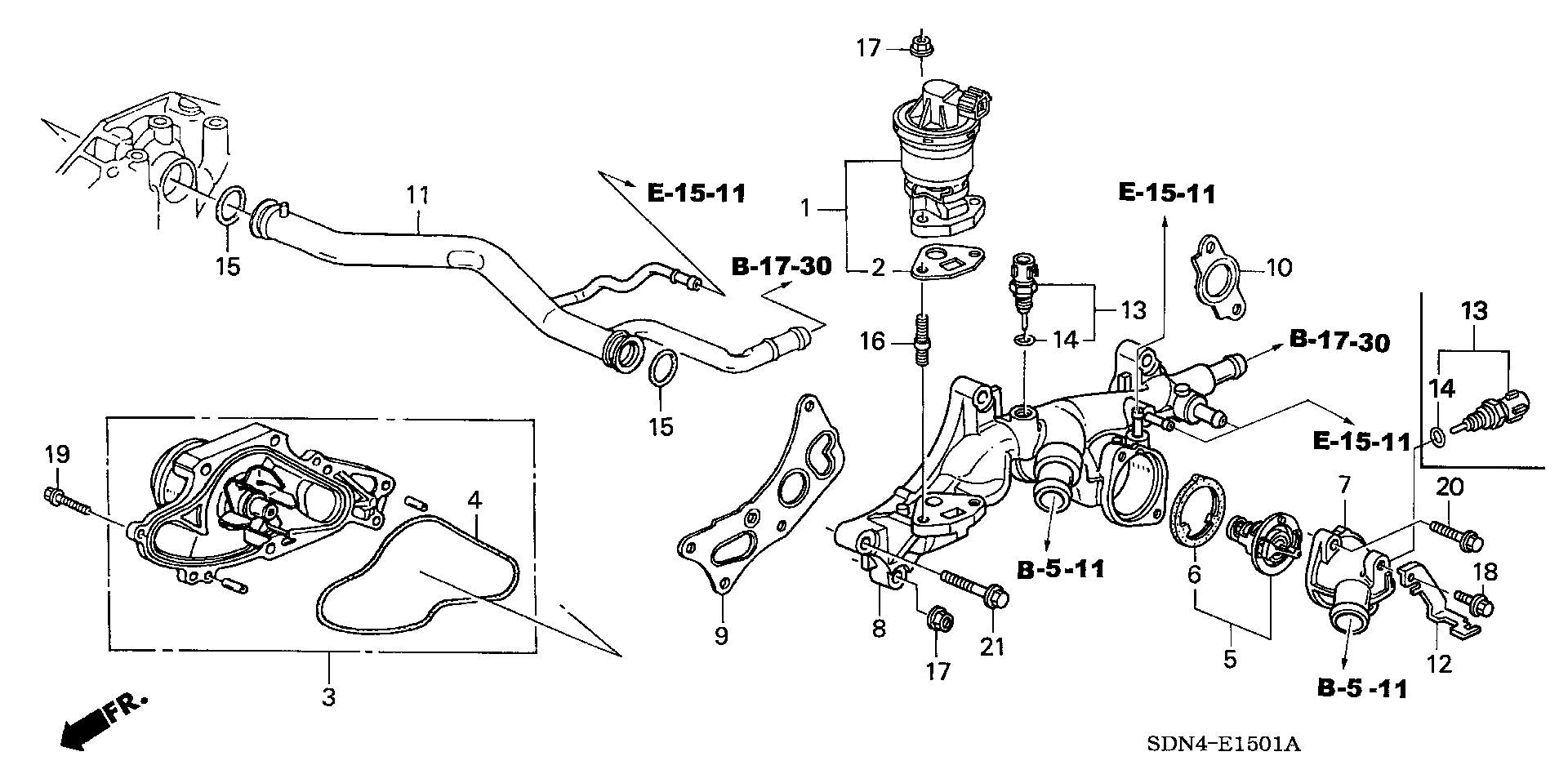 Diagram WATER PUMP@SENSOR (V6) for your 2021 Honda Accord   