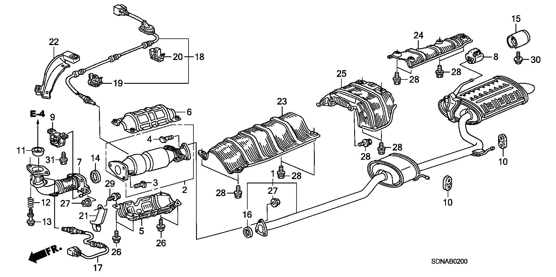 Diagram EXHAUST PIPE (L4) for your Honda