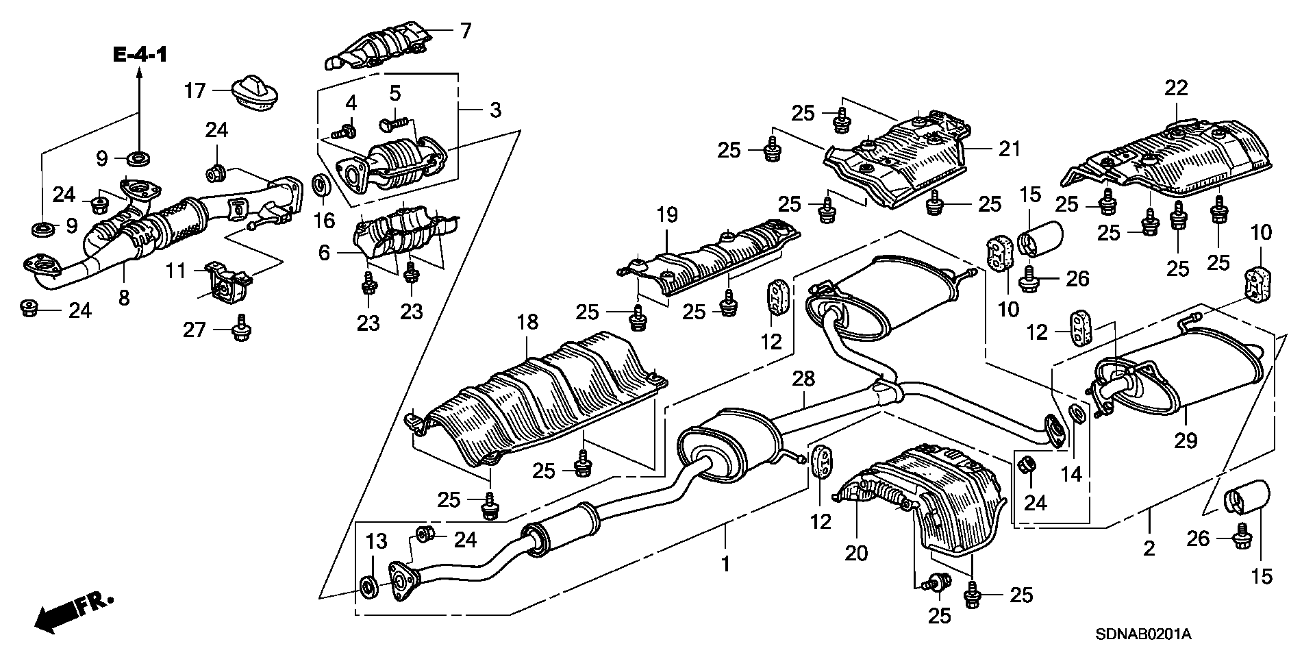 Diagram EXHAUST PIPE (V6) for your 1990 Honda Accord Coupe 2.2L AT LX 