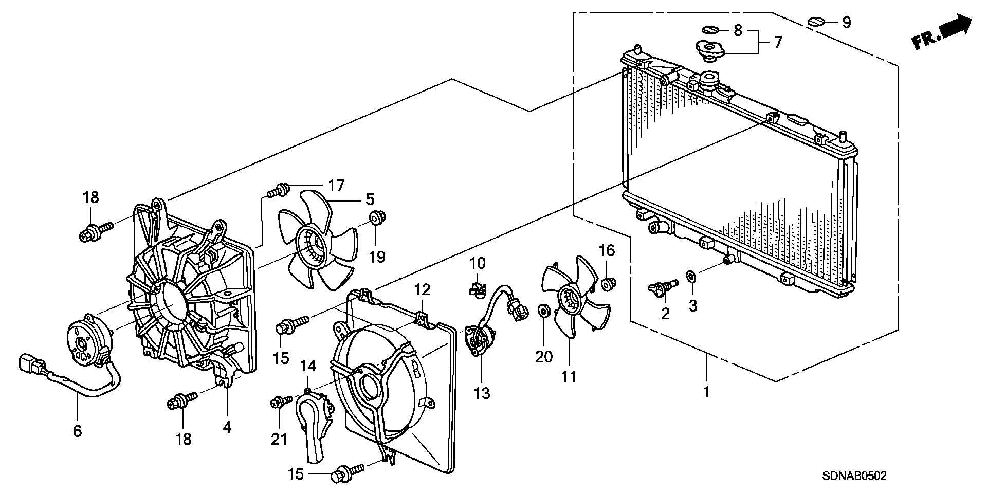 Diagram RADIATOR (V6) (DENSO) for your Honda Accord Coupe  