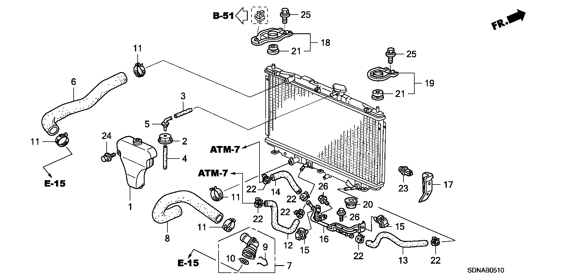 Diagram RADIATOR HOSE (L4) for your 1996 Honda Accord   