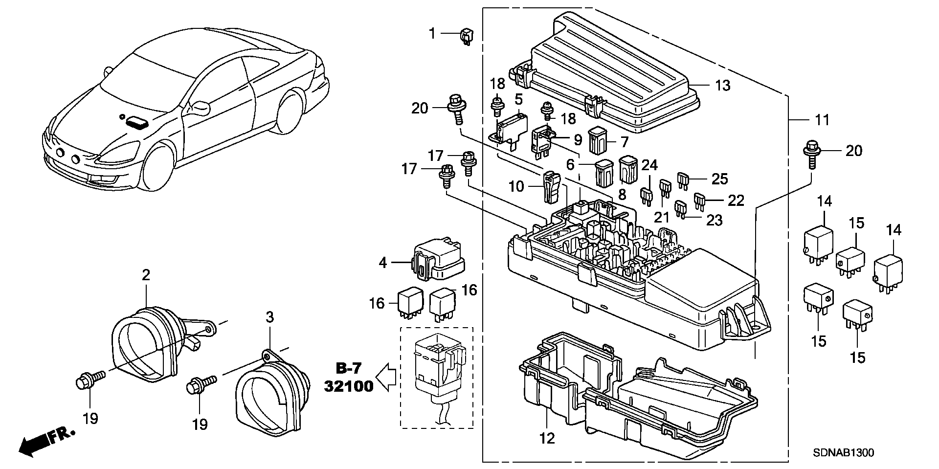 Diagram CONTROL UNIT (ENGINE ROOM) for your Honda