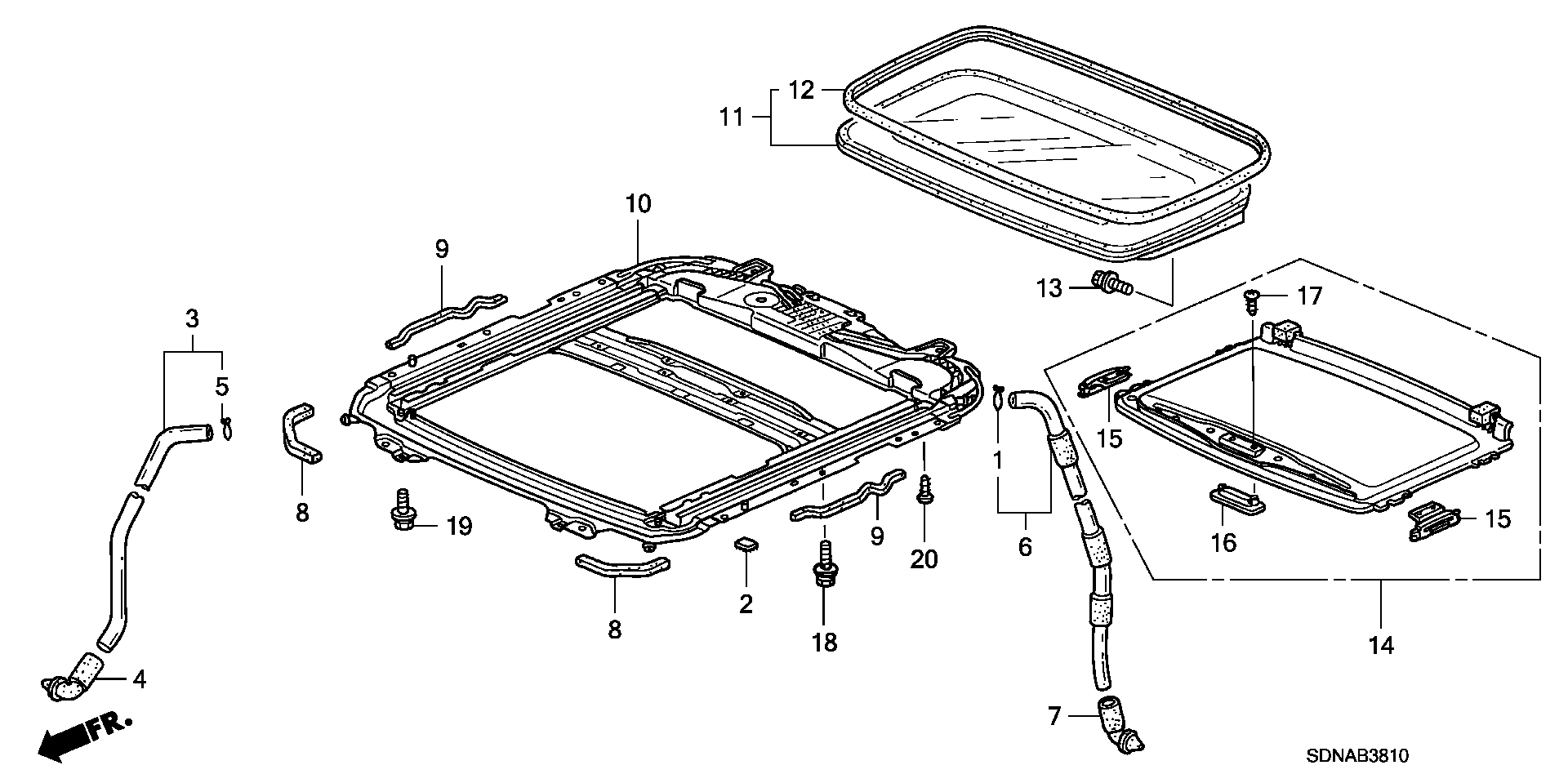 Diagram SLIDING ROOF for your 2006 Honda Pilot   