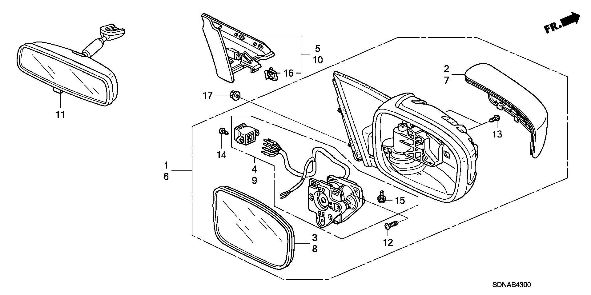 Diagram MIRROR for your 1998 Honda Civic Hatchback   