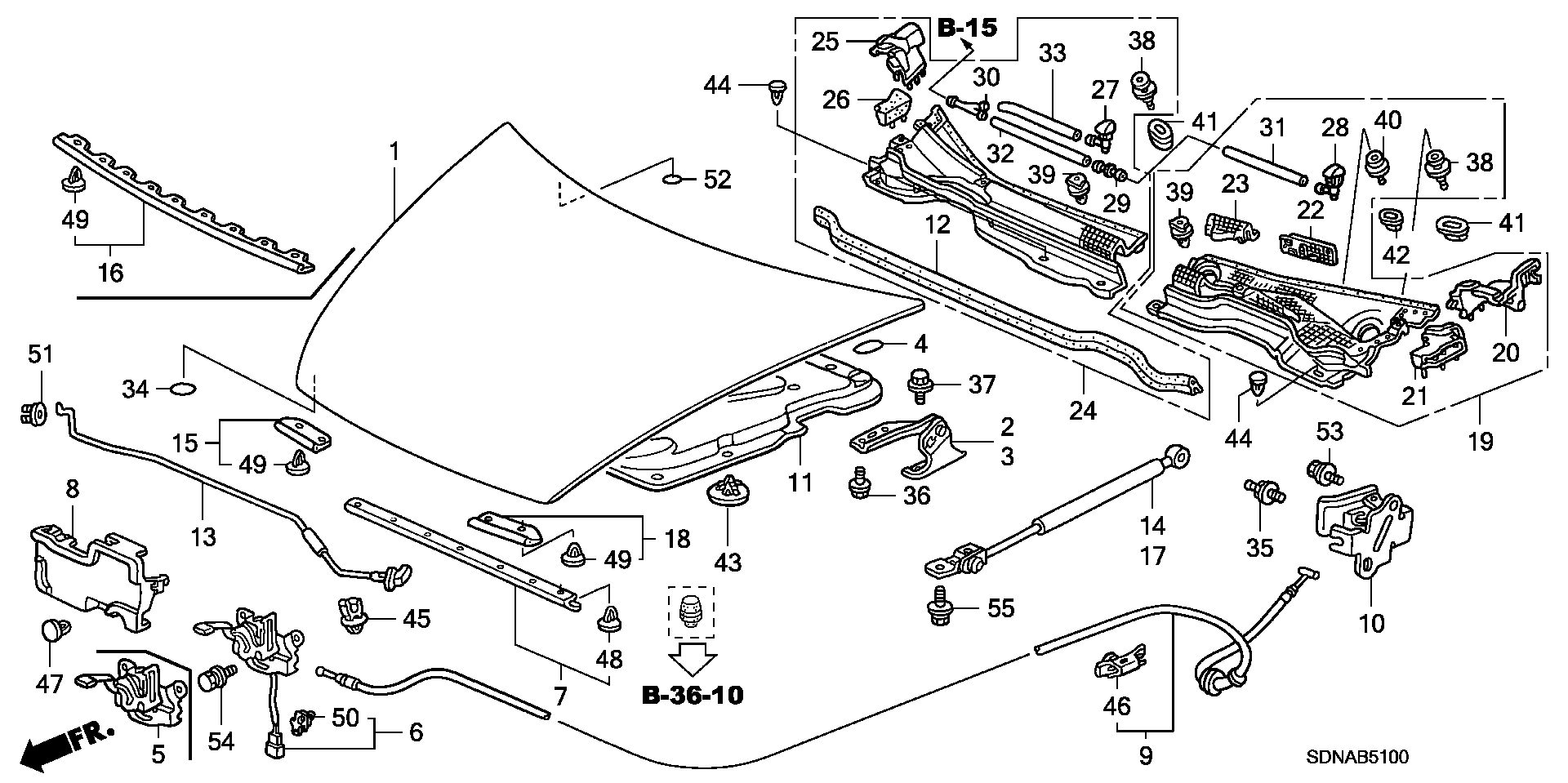 Diagram ENGINE HOOD for your Honda Accord Coupe  