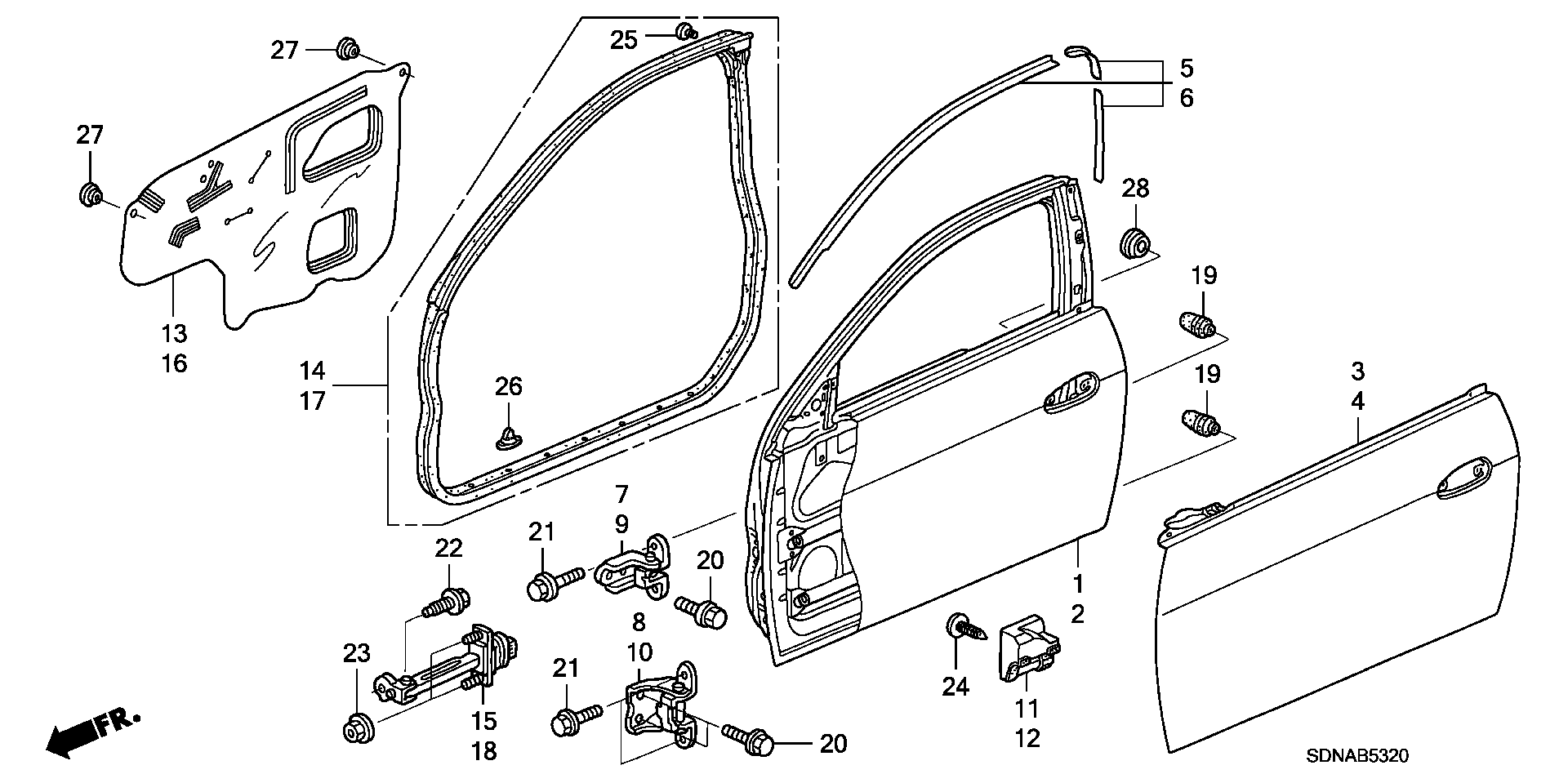 Diagram DOOR PANELS for your 2020 Honda Civic   