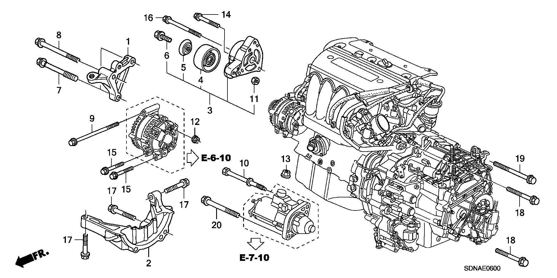 Diagram ENGINE MOUNTING BRACKET (L4) for your 2004 Honda Civic   