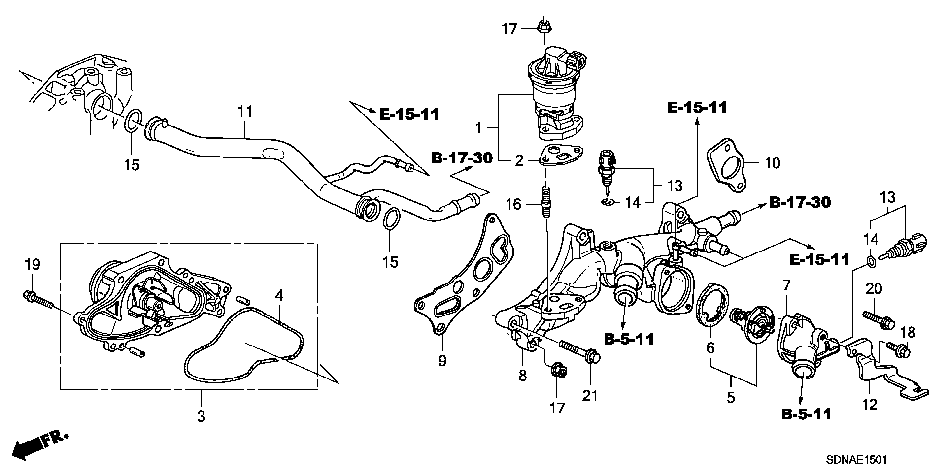 Diagram WATER PUMP@SENSOR (V6) for your 1999 Honda Accord   